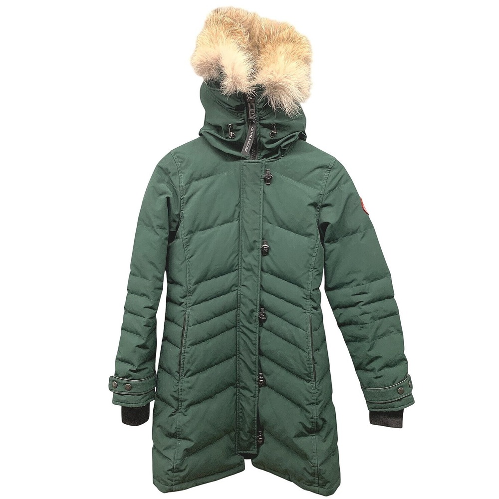 Canada Goose Lorette Parka Hooded Women's XS Green Down Puffer Winter Coat Flaw